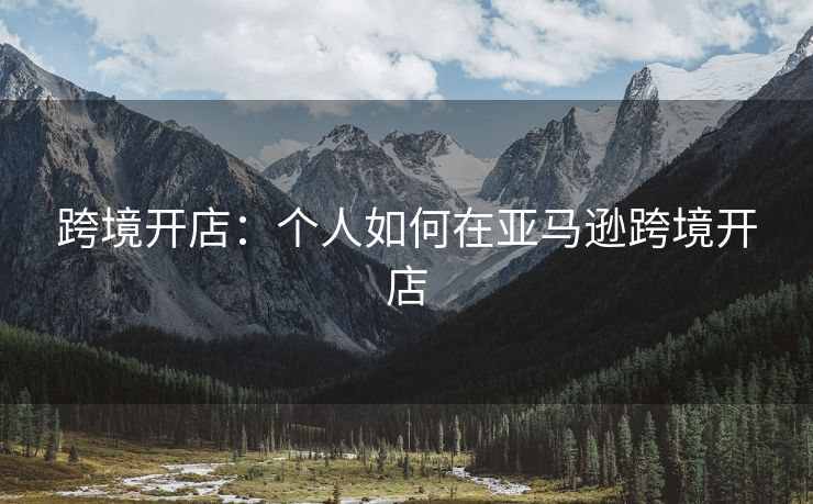 跨境开店:个人如何在亚马逊跨境开店 跨境开店:个人如何在亚马逊跨境开店