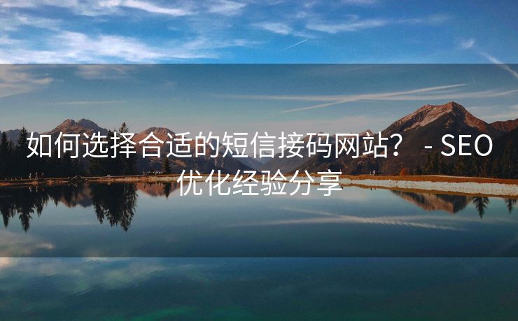 如何选择合适的短信接码网站？ - SEO优化经验分享