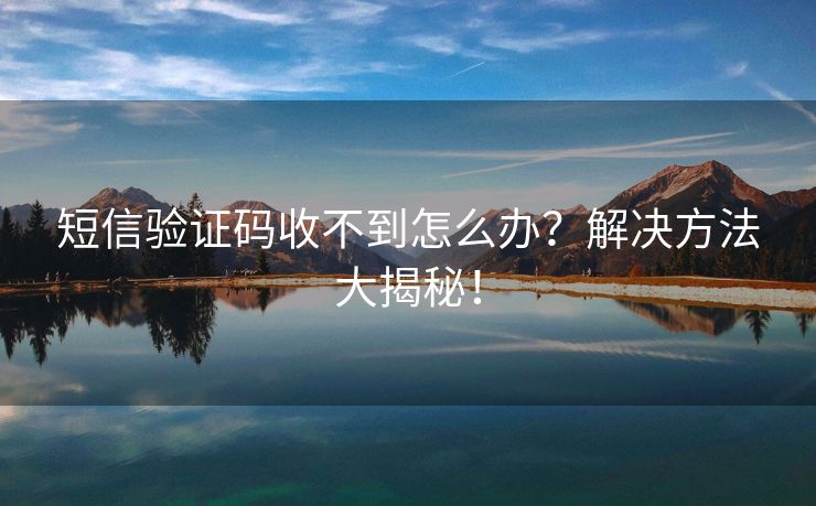 短信验证码收不到怎么办?解决方法大揭秘! 短信验证码收不到怎么办?解决方法大揭秘!